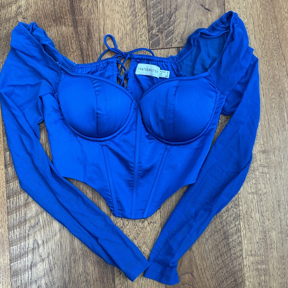 ThatsSoFetch Electric Blue Lace-Up Bustier